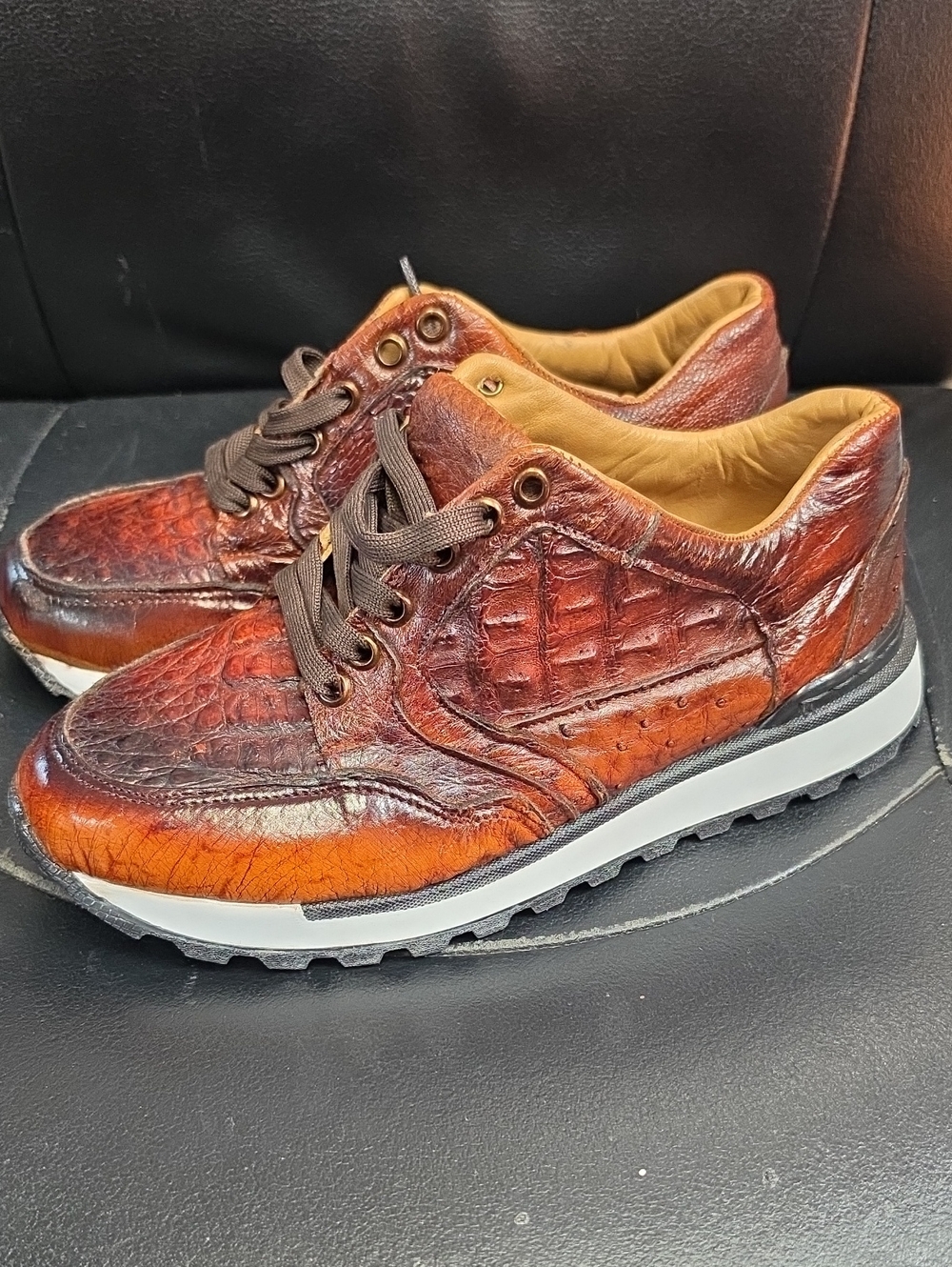 Men's Brown Leather Casual Sneakers